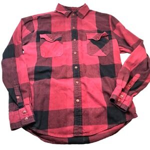 Arizona Jean Co Buffalo Check Flannel‎ Long Sleeve Shirt Mens M Red Black Cotton